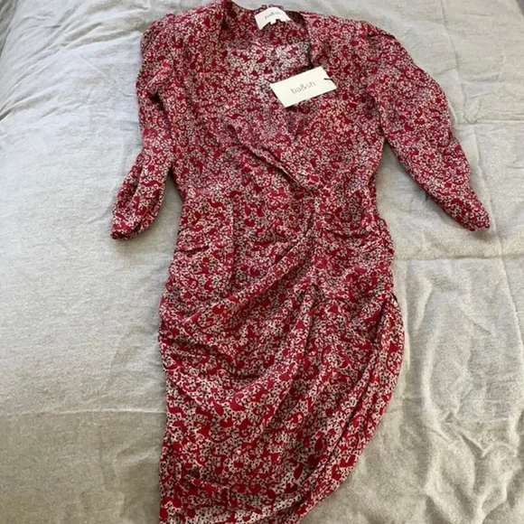ba&sh Crystal Mini Dress in Cranberry Floral - Picture 7 of 16